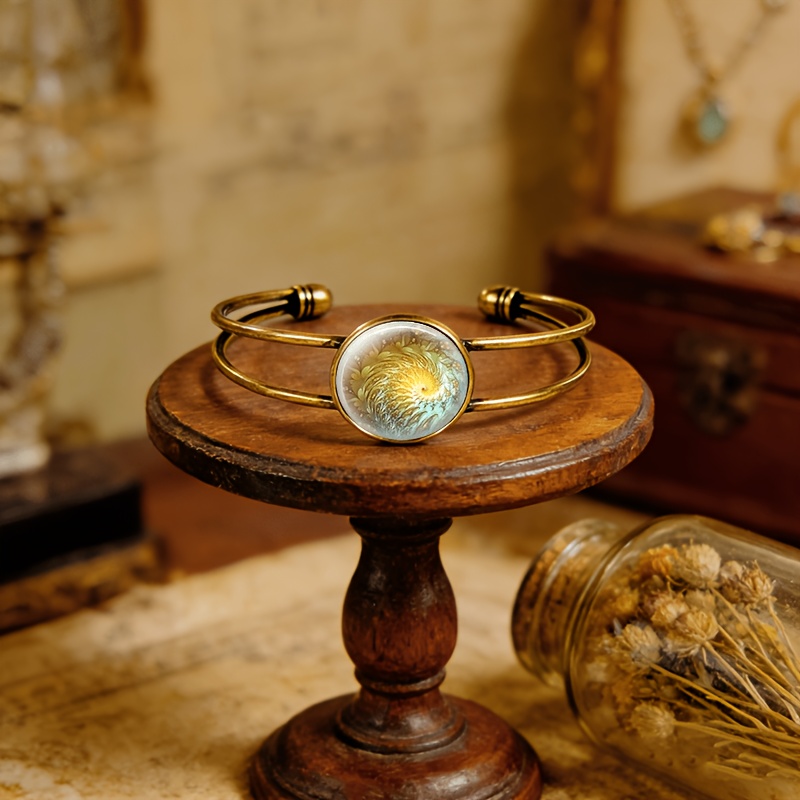 Antique Cyan Double-Layer Adjustable Bracelet, Bright Pattern